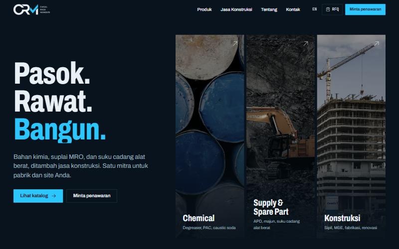 Tampilan desktop website PT Casal Rico Mandiri